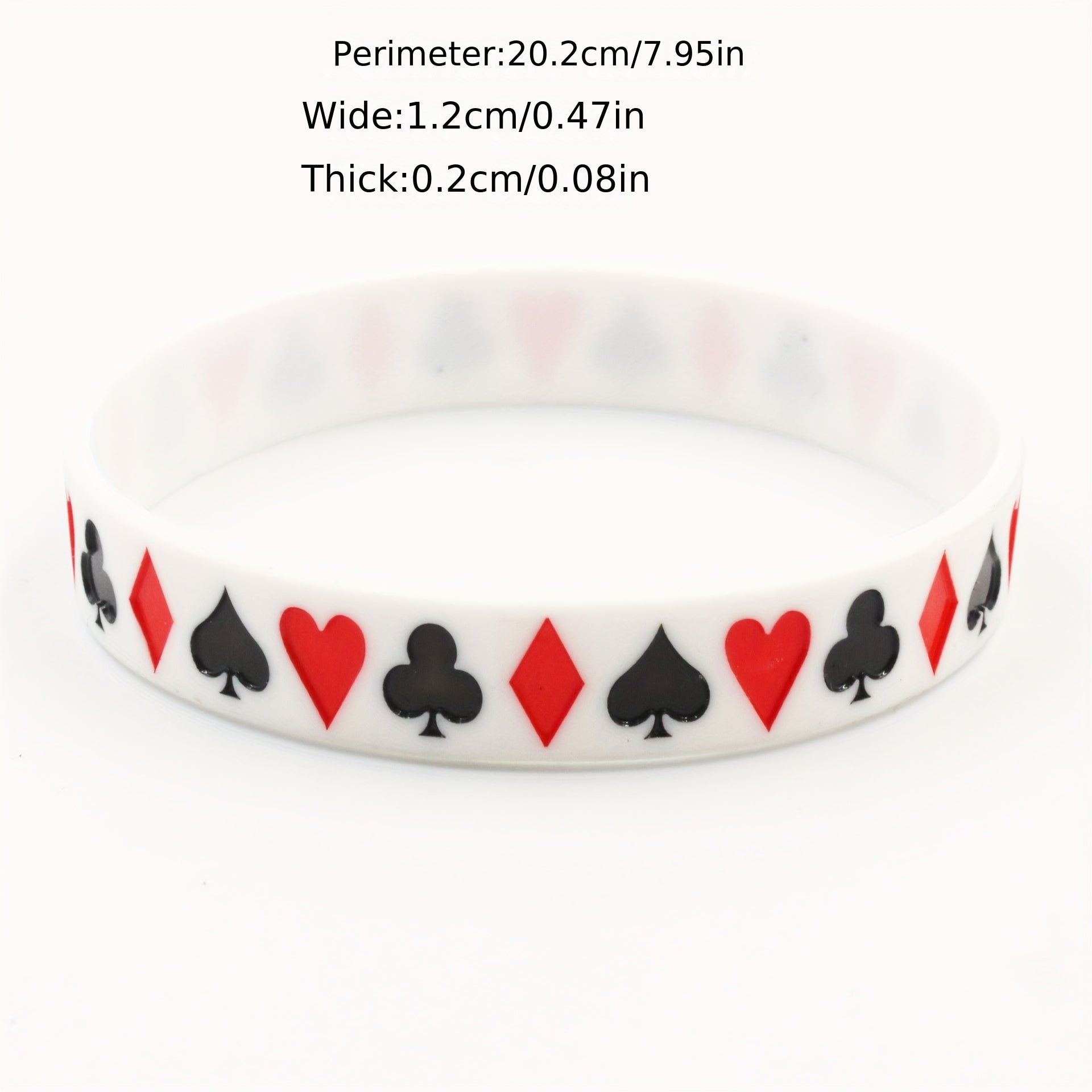 2Pcs Poker Silicone Bracelet Spades Hearts Clubs Wristband