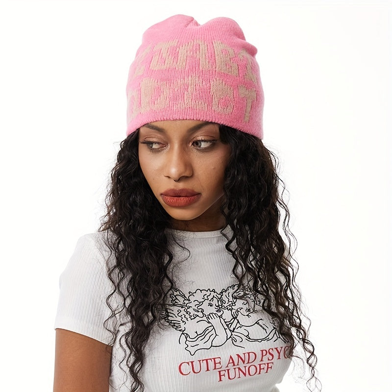 Y2K Candy Beanie Gothic Letter Knitted Warm Beanie Hip Hop Unisex Hat