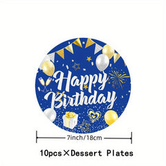 Boy Birthday Party Supplies Set - Tableware Plate Cup Tissue Tablecloth Banner