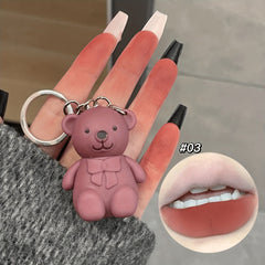 Mini Bear Keychain Lip Glaze Matte Lipstick