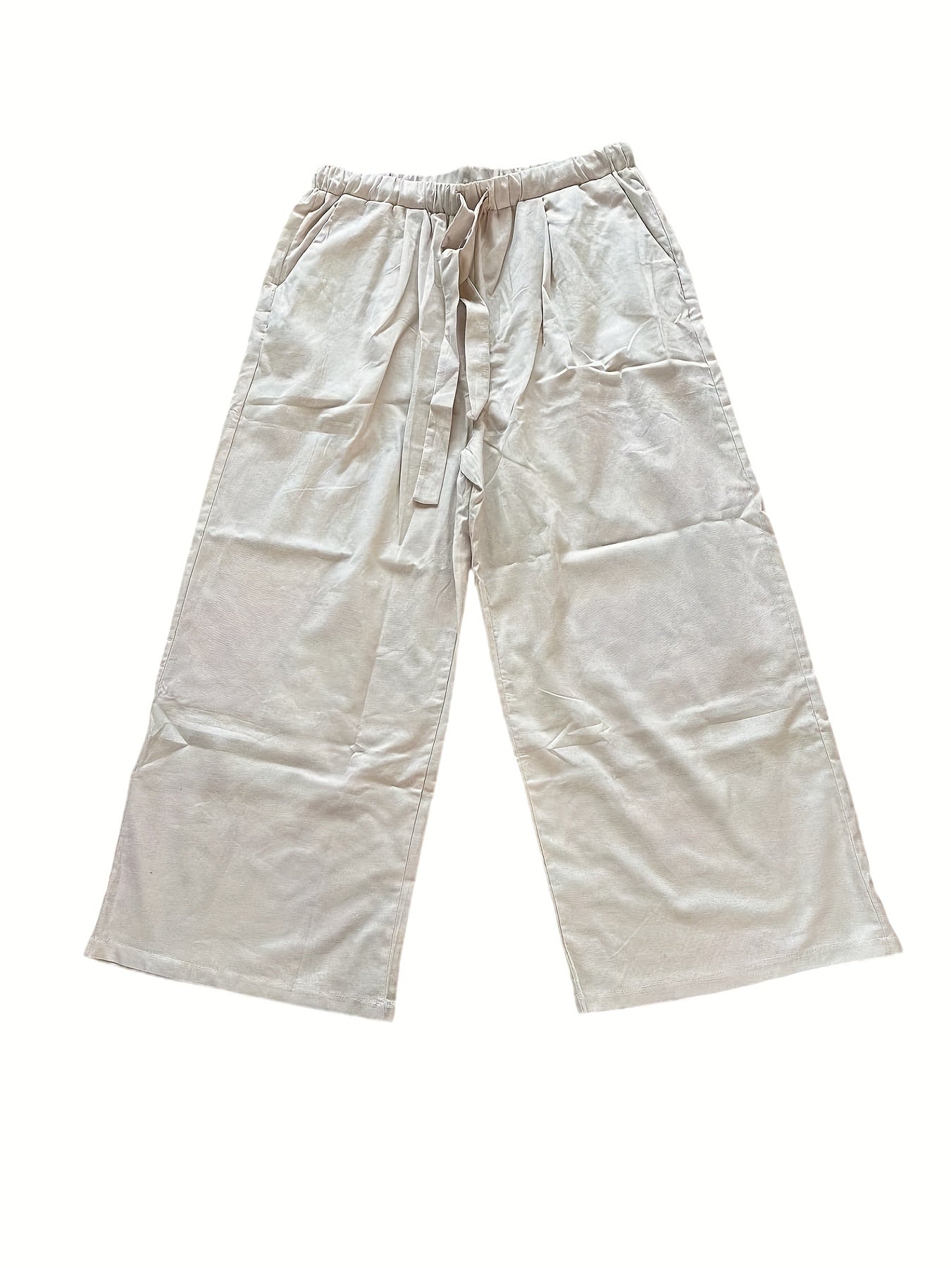  Women's Drawstring High Rise Wide Leg Trousers