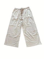  Women's Drawstring High Rise Wide Leg Trousers