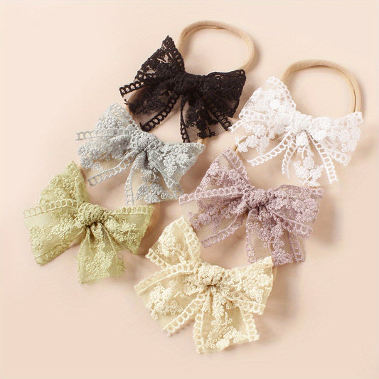 6pcs Baby Headbands Lace Bowknot Hairbands Hair Accessories For Baby Girls