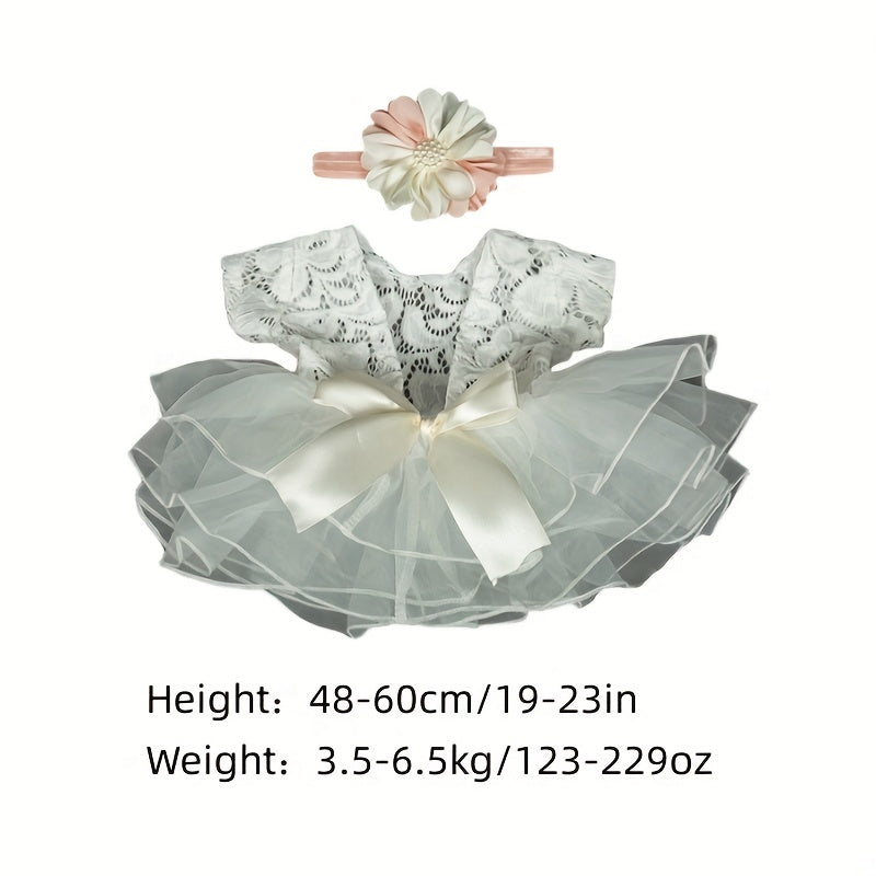 2pcs Baby Girl Lace Costume Photo Props Newborn Clothes Hairband Outfit