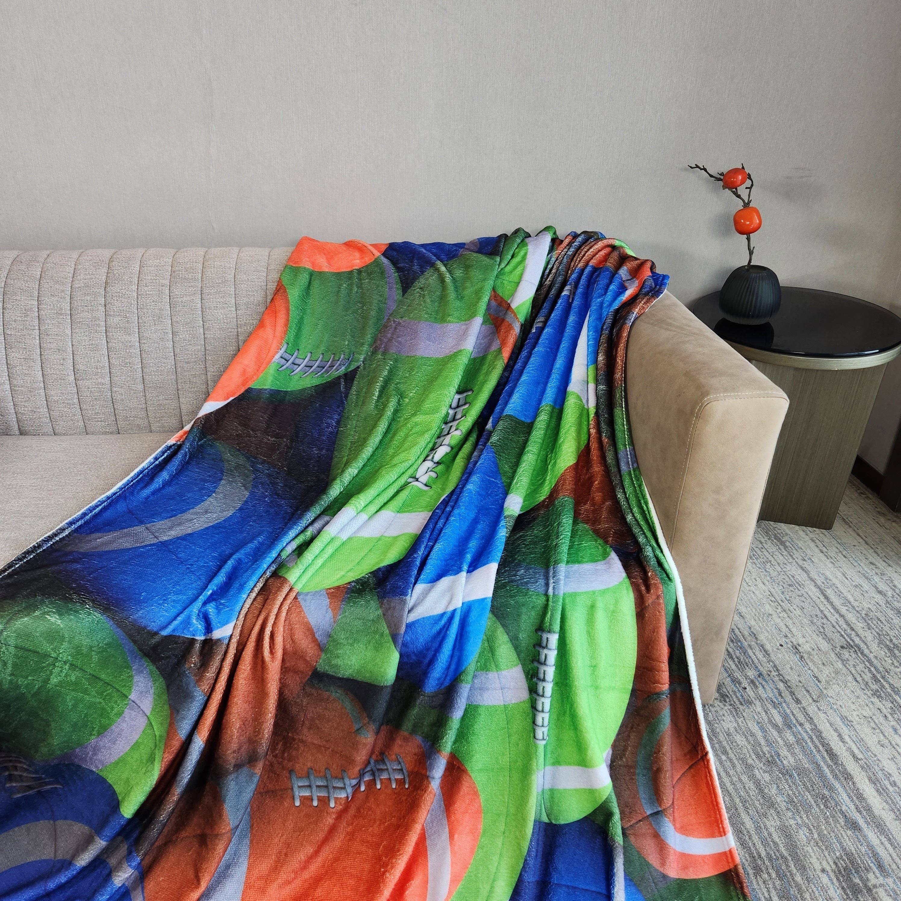Warm Flannel Blanket with 3D Football Print