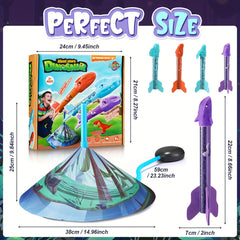 Dino Toy Rocket Launcher Kids 4 Colorful Dinos Outdoor Fun Toys Boys Girls