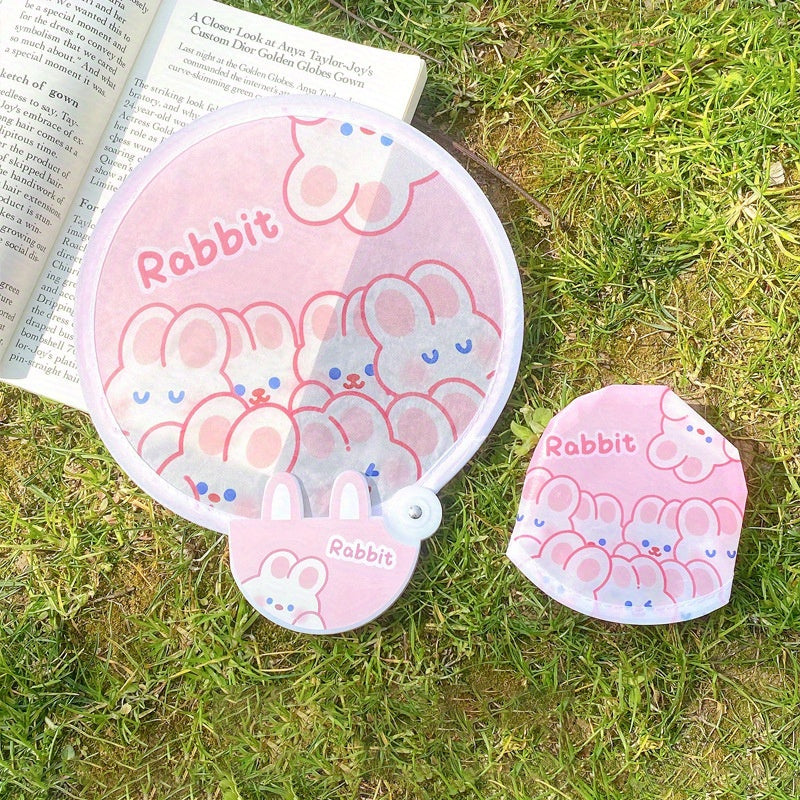 1pc Folding Fan Cartoon Pattern Small Fan Mini Cloth Surface Pocket Fan Portable