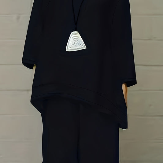  Round Neck Loose Top & Pants Set