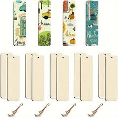 25pcs Wooden Bookmark With Rope Blank DIY Craft Unfinished Label