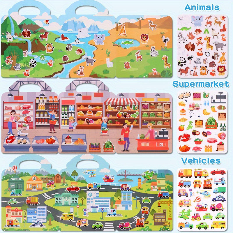 Toddlers Reusable Busy Books with Animal Scenes