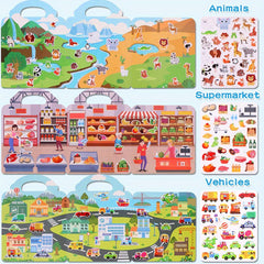 Toddlers Reusable Busy Books with Animal Scenes