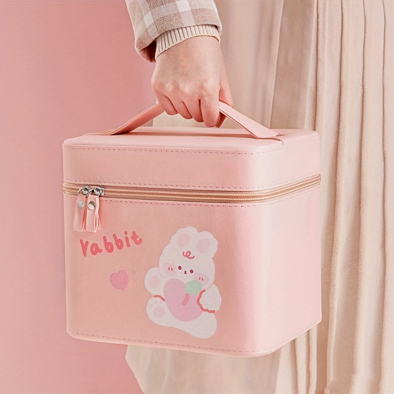 Cosmetic Bag With Mirror Makeup Organizer With Foldable Tray