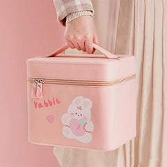 Cosmetic Bag With Mirror Makeup Organizer With Foldable Tray