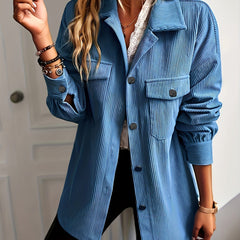 Solid Shacket Jacket Casual Button Front Long Sleeve Outerwear