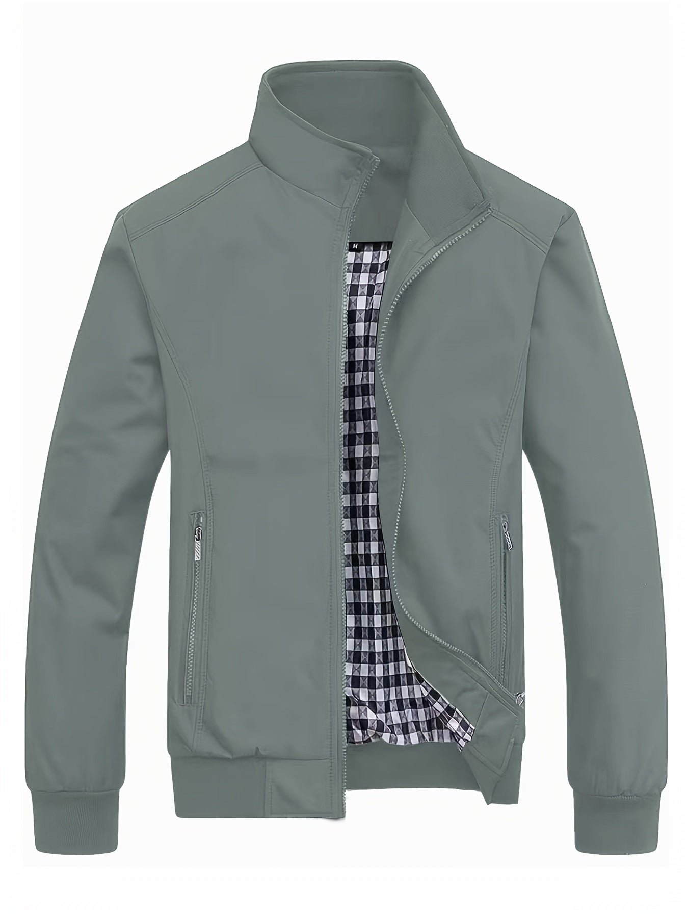Men's Casual Stand Collar Zipper Pockets Jacket Coat Spring Fall