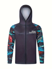 Men's Fish Pattern Hooded Fishing Jacket UV Sunscreen Quick Dry Hoodie