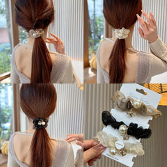 3-Piece Geometric Beads Plush Hair Loops