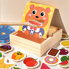 Wooden Bear Feeding Game Educational Toy for Hand Eye Coordination & Recognition