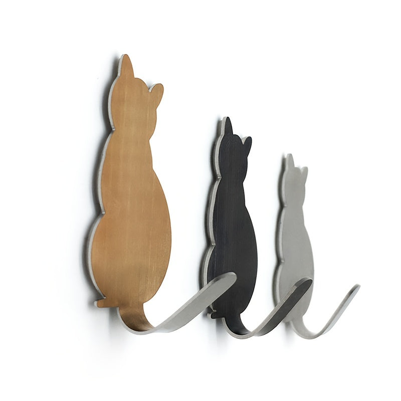 2pcs Stainless Steel Cat Shape Strong Viscose Anti Rust Hook