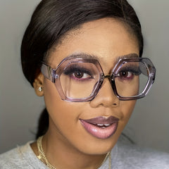 Polygon Clear Lens Light Blocking Glasses for Women Men