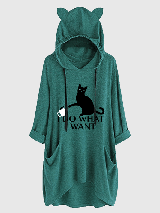 Women's Cartoon Graphic 3D Ears Hoodie