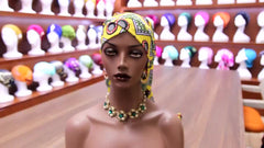 Boho Geometric Print Turban Hat Floral Pattern Chemo Cap Head Wrap