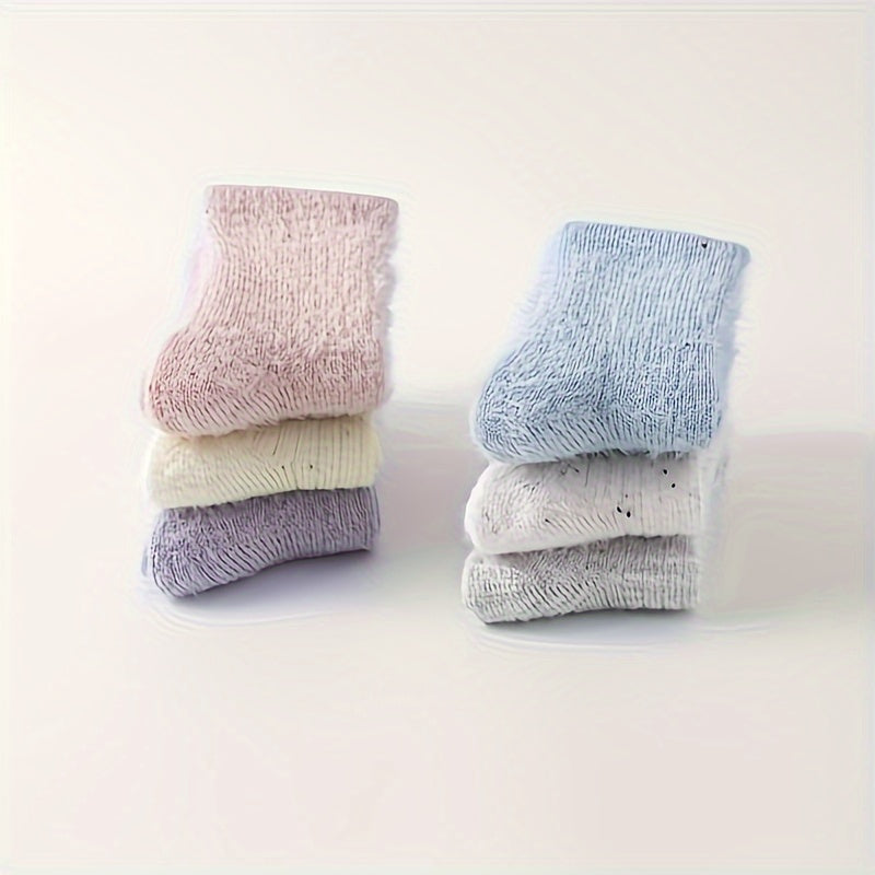 6 Pairs Fuzzy Crew Socks Women's Stockings Warm Mid Tube Soft Comfy Hosiery