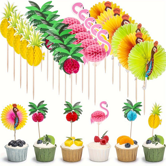 40pcs Tropical Themed Bamboo Cocktail Picks for Summer Beach Birthday Party