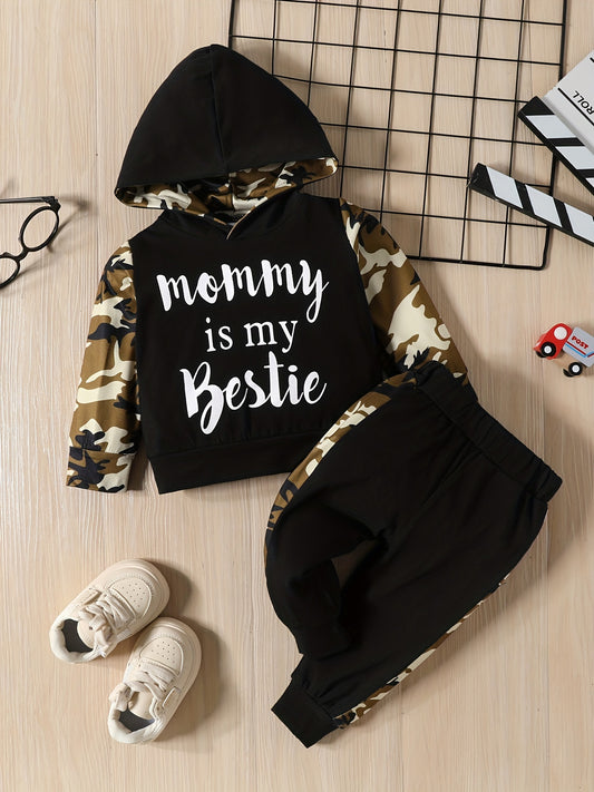 Camouflage Block 2pcs Outfit Toddler Baby Boys Hoodie Pants Set