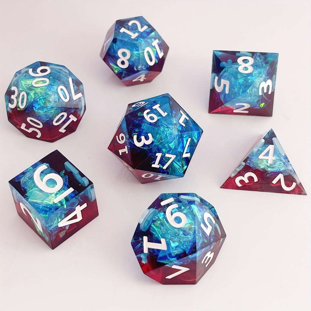 7pcs Epoxy Resin Sharp Dice Mini Game Accessories