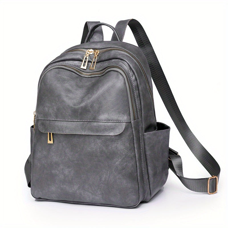 Vintage PU Leather Backpack College Style Schoolbag for Commuter & Travel