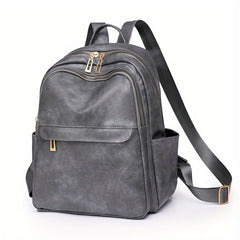 Vintage PU Leather Backpack College Style Schoolbag for Commuter & Travel