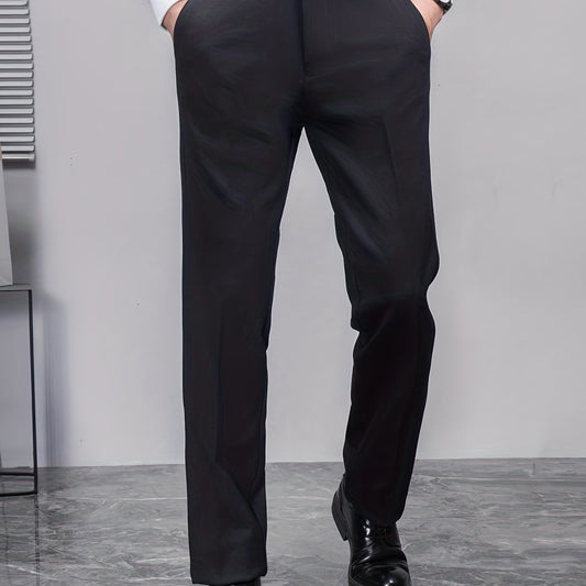 Men's Solid Stretch Dress Pants for Spring Summer Business