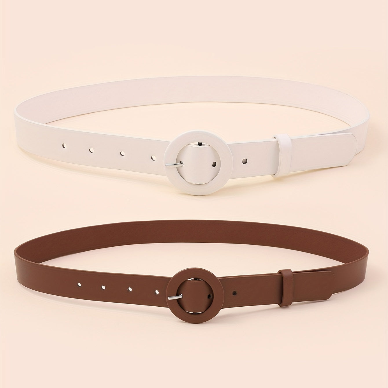 2pcs Round Pin Buckle Belt for Women