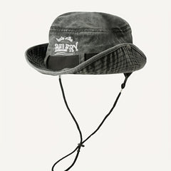 Embroidered Bucket Hats Washed Packable Beach Sun Hats Men Women Hat Strings