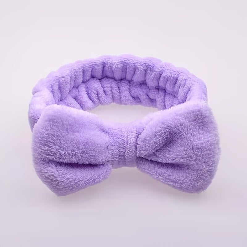 Coral Fleece Bow Headband Elastic Bowknot Headband