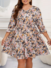  Boho Dress Women's Plus Ditsy Floral Print