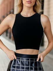 Ribbed Tank Top Sleeveless Crew Neck Lingerie Women's