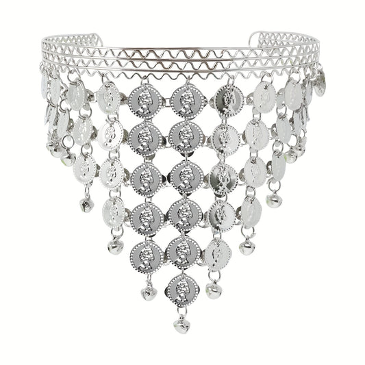 Golden Silvery Metal Chain Headband Wave Ethnic Greek Coin Belly Dance Headdress