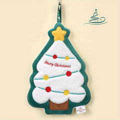 Christmas Cartoon Hanging Towel Coral Fleece Soft Towel for Bathroom
