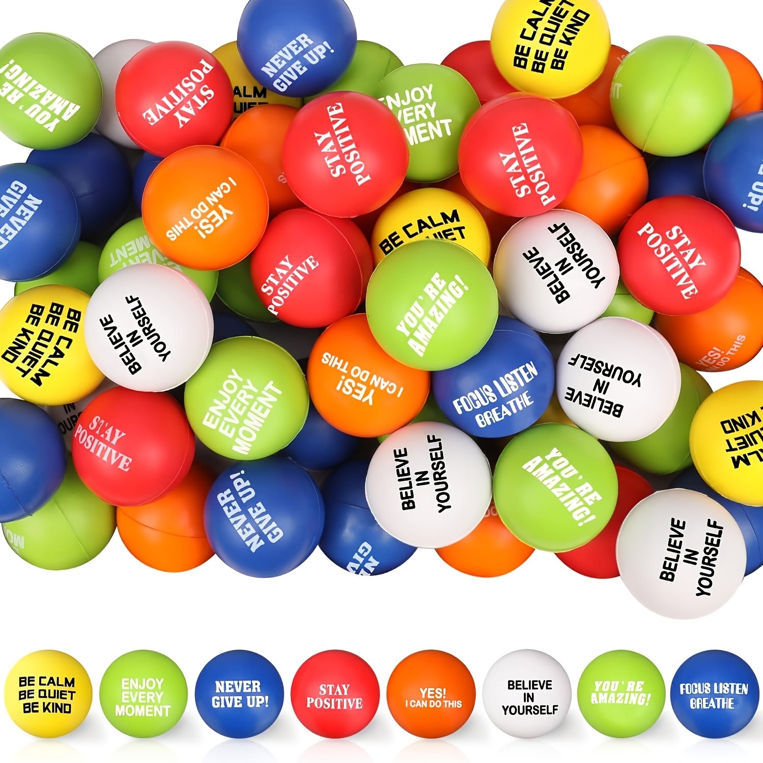 24 Pack 6" Inspirational Slogan Sponge Balls for Team Building & Relaxation