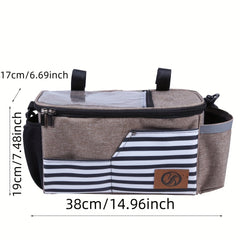 Stroller Organizer Bag With Cup Holder Non-Slip Strap Large Capacity