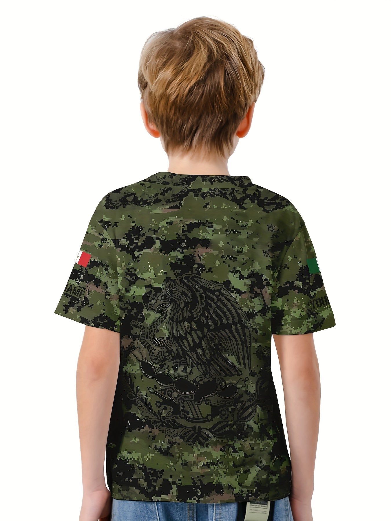 MEXICO Print Boy's Casual Tees Short Sleeve Crew Neck Comfy Versatile T shirt
