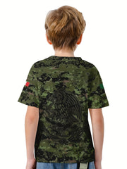 MEXICO Print Boy's Casual Tees Short Sleeve Crew Neck Comfy Versatile T shirt