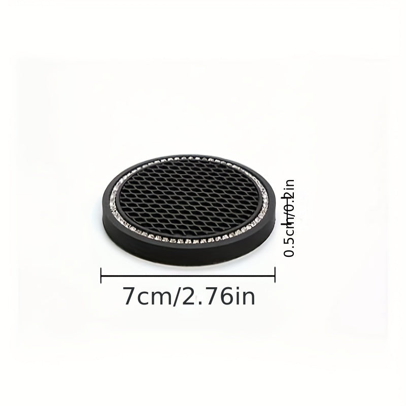 2Pcs Car Diamond Coaster Cup Holder Mat Auto Interior Decoration