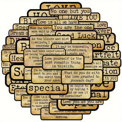 50pcs Retro English Phrases Waterproof Stickers for Water Bottle Laptop