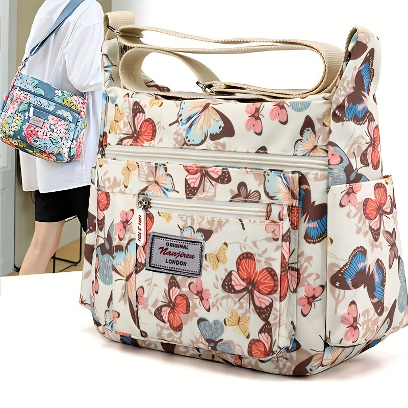 Floral Pattern Crossbody Bag Nylon Shoulder Bag