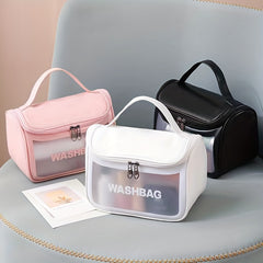 Large PVC Translucent Clamshell Makeup Bag Travel Toiletry Bag