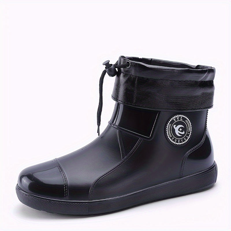 Waterproof Round Toe Rain Boots with Plush Inner Lining