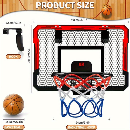 Kids Indoor Basketball Hoop Mini Hoop w/ Electronic Scoreboard & 2 Balls